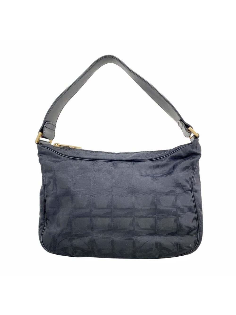 Chanel Shoulder Bag New Travel Nylon Black Gold